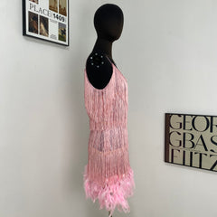 Feather patchwork dress
