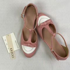 T-shaped buckle mid-calf shoes