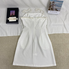 Beaded Strap Solid Color Dress