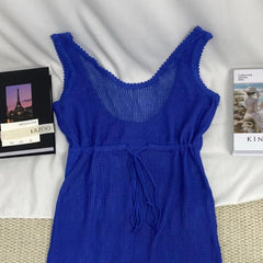 Hollow-Out Lace-Up Tassel Long Dress