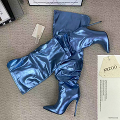 High-crowned knight boots with thick heels