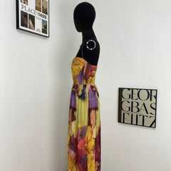 Sling Print Pleated Dress