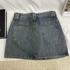 Simple Denim Half-Skirt