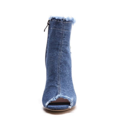 Women's Denim 10cm Denim Rubber Sole Dance Boots Dance Shoes