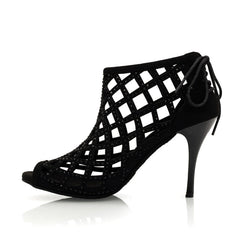 Women's Suede Crystal Customized Heel Dance Boots Salsa Shoes Ballroom Dance Shoes