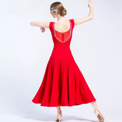 YUN Customisable-Women's Red Sleeveless DiamonDress For Ballroom Dancing standard/Smooth Dress