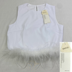 Round-neck sleeveless quilted feather vest top