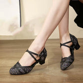 Women's Sparkling Glitter Customized Heels Ballroom Dance Shoes Modern Shoes