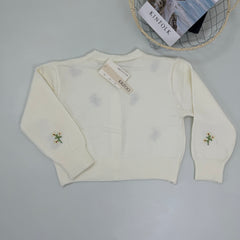 Embroidered short-sleeved sweater coat