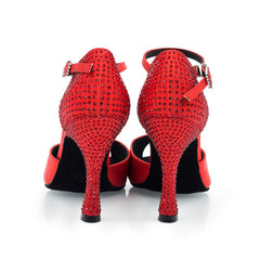 Women's Silk Satin Customized Heel Rhinestone Latin Shoes Salsa Shoes Ballroom Dance Shoes
