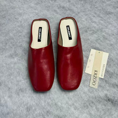 Soft leather-covered head slippers with half-soles
