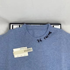 Letter Heart Embroidered Sweater