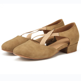 Women's Apricot Suede 3.5cm Heels Ballroom Swing Dance Shoes