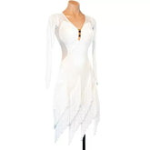 Customisable-Women's White Long Sleeve DanceWear Dance Dress Performance Wear
