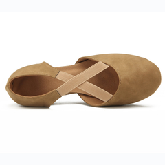 Women's Apricot Suede 3.5cm Heels Ballroom Swing Dance Shoes