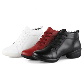 Women's Leather Lace-up 4cm Heel Dance Sneakers Practice Dance Shoes JazDance