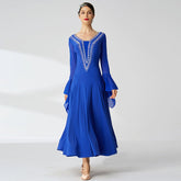 YUN Customisable-Women's Long sleeve DiamonDance Costume Dress For Ballroom Dancing standard/Smooth Dress