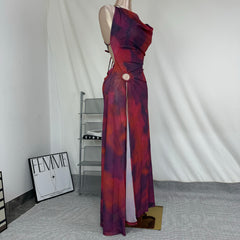 Metallic circle slit dress