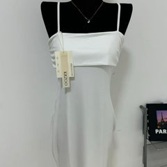 Backless halter-neck solid-color dress