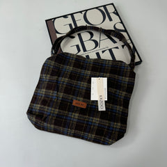 Cashmere checked shoulder bag