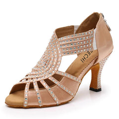 Women's Satin Customized Heel Ballroom Dance Shoes Latin Shoes