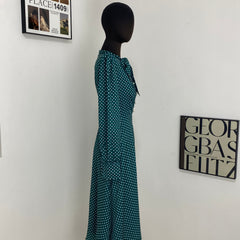 Green Polka Dot Single Breasted Dress
