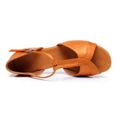 Women's Satin 5.5cm/7.5cm Heel Ankle Strap Latin Shoes Ballroom Dance Shoes