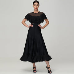 Customisable-Women's Round Neck WaltModern Ballroom Dance Dress Competition Dresses
