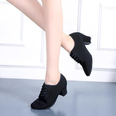 Women's Cloth Heels Modem With Lace-up Teaching & Practice Dance Shoes
