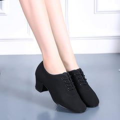 Women's Cloth Heels Modem With Lace-up Teaching & Practice Dance Shoes