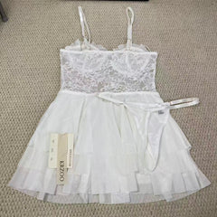 French-style lace halter dress set