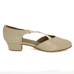 Women's Beige Leatherette 3.5cm Heels Ballroom Swing Dance Shoes