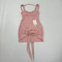 Double-layer lace steel-ring fish-bone belt dress