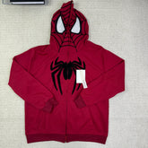 Zipper-print spider hooded coat