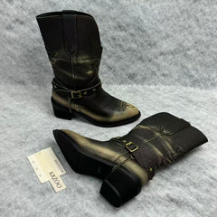 Painted and distressed western cowboy boots