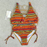Colorful striped one-piece swimsuit