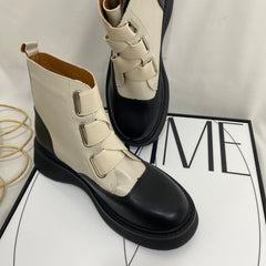 Genuine Leather Round Toe Martin Boots