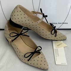 Dot pattern bow-top low-cut shoes