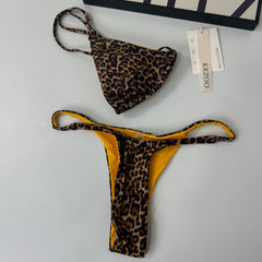 Three-point leopard print swimming suit