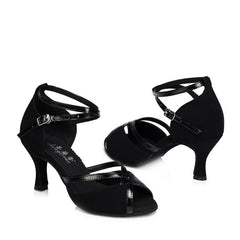 Women's Satin Velvet Customized Heel Ballroom Dance Shoes Latin Shoes