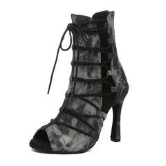 Women's Denim Customized Heel Dance Boots Salsa JazDance Shoes