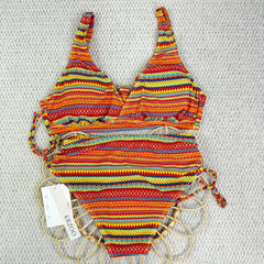 Colorful striped one-piece swimsuit