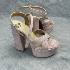 Waterproof platform snake-pattern high heel