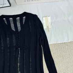 V-Neck Tie-Up Cutout T-Shirt