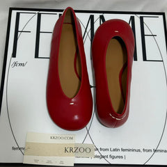 Round-Toed Little Red Slip-Ons