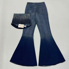 Stitched diamond topless flared jeans set