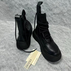 Knitted patchwork Martin ankle boots