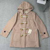 Solid-color double-buttoned woolen coat
