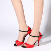 Women's Silk Red 9.5cm/7.5cm Heels Ballroom Shoes Tango Shoes