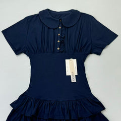 Ruffled hemmed shoulder-sleeved dress